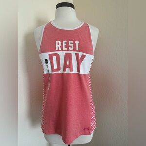 NWT Under Armour Pink Rest Day Graphic Tank, Size M